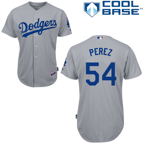 Chris Perez #54 MLB Jersey-L A Dodgers Men's Authentic 2014 Alternate Road Gray Cool Base Baseball Jersey
